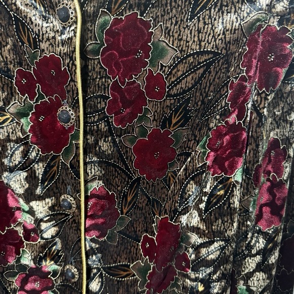 Vintage R&K Evenings Etched Floral Velvet Button-Down Blazer Size 12 Event - Picture 4 of 5